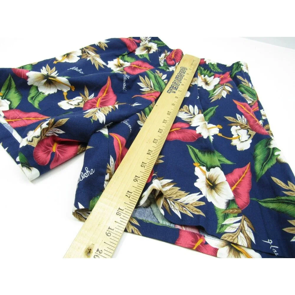 Vtg Shannon Marie‎ Hawaiian Floral Shorts Hibiscus Sz M USA Hawaii High Waist